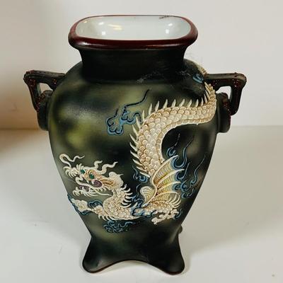 LOT 298: Asian Dragon Lot Featuring Noritake Dragon Vase, Porcelain Dragon Figurine, Hand Painted Dragon Vase and More