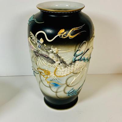 LOT 298: Asian Dragon Lot Featuring Noritake Dragon Vase, Porcelain Dragon Figurine, Hand Painted Dragon Vase and More