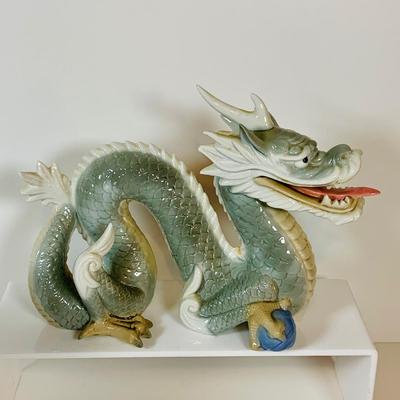 LOT 298: Asian Dragon Lot Featuring Noritake Dragon Vase, Porcelain Dragon Figurine, Hand Painted Dragon Vase and More