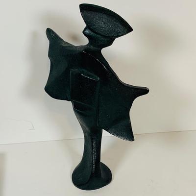 LOT 300:Set of Two (2) Cast Iron Japanese Dancing Geisha Figurines, Japanese Art and Vase.