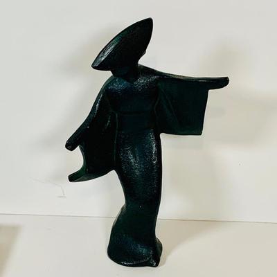 LOT 300:Set of Two (2) Cast Iron Japanese Dancing Geisha Figurines, Japanese Art and Vase.
