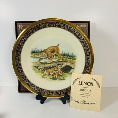 LOT 301: Lenox Bobcat Collectors Plate and Wild Boar Figurine and More