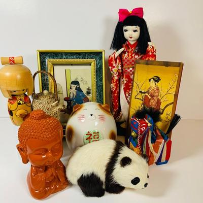 LOT 302: Japanese Collection Including Banks, Dolls, Furry Panda and More