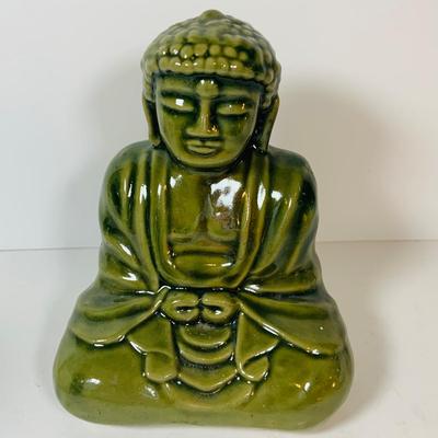 LOT 304: Buddha Mask and Kamokura Incense Burner, Glass Fish Candle Holder and Pedestal