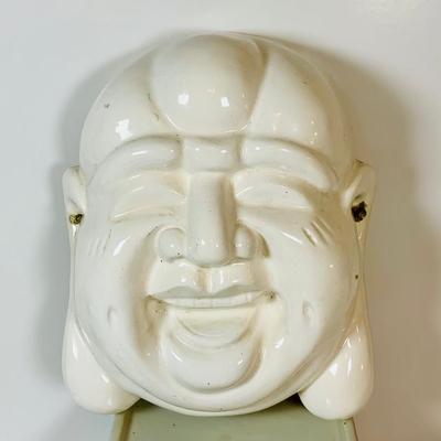LOT 304: Buddha Mask and Kamokura Incense Burner, Glass Fish Candle Holder and Pedestal