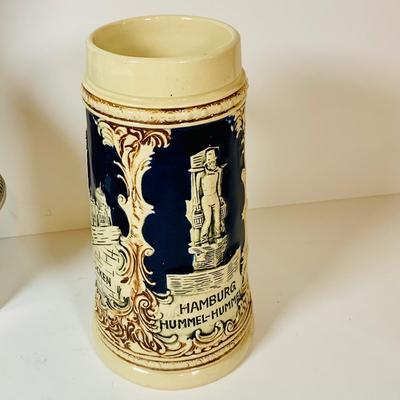 LOT 306: German Mug Metal Decanter, Shot Glasses and More