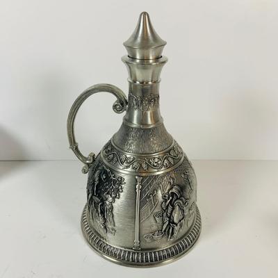 LOT 306: German Mug Metal Decanter, Shot Glasses and More