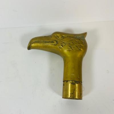 LOT 307: Pipes, Pipe Holder, Tobacco Jar, Cigarette Case, Crystal Bottle Stops Formica Tray, Brass Eagle Cane Handle and More
