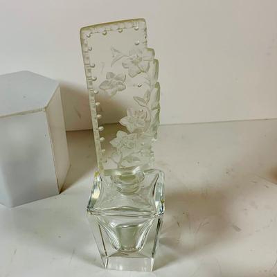 LOT 308: Lenox Snow Queen Figurine, Galway Crystal Bowl, Crystal Perfume Bottle, Glass Ink Well and More