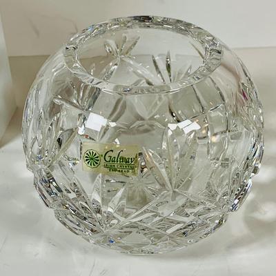 LOT 308: Lenox Snow Queen Figurine, Galway Crystal Bowl, Crystal Perfume Bottle, Glass Ink Well and More