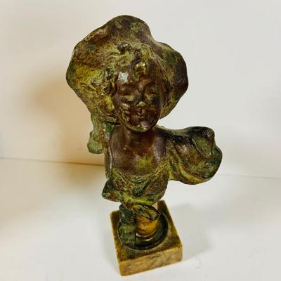LOT 309: Victorian Ware Blue Bowl, Limoges Trinket Box, Tea Cups & Saucers, Mini Art Nouveau Bust, Lace Fan and More