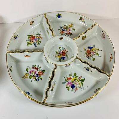 LOT 326: Hungarian Herend Porcelain Hors D'Oeuvres Set with Removable Dishes and Tray