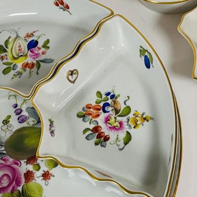 LOT 326: Hungarian Herend Porcelain Hors D'Oeuvres Set with Removable Dishes and Tray