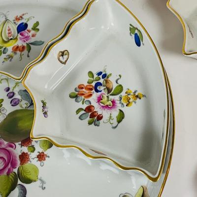 LOT 326: Hungarian Herend Porcelain Hors D'Oeuvres Set with Removable Dishes and Tray