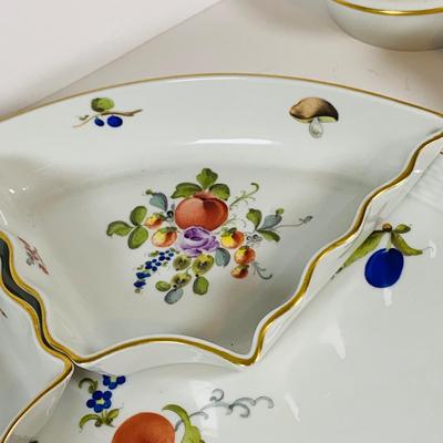 LOT 326: Hungarian Herend Porcelain Hors D'Oeuvres Set with Removable Dishes and Tray