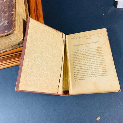 LOT 332 Vintage Books Indulding the Holy Bible in a Wood Box, The Life of Rev. John Fox and Cushing's Manual