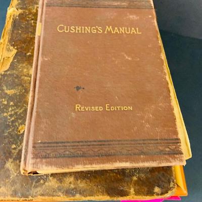LOT 332 Vintage Books Indulding the Holy Bible in a Wood Box, The Life of Rev. John Fox and Cushing's Manual
