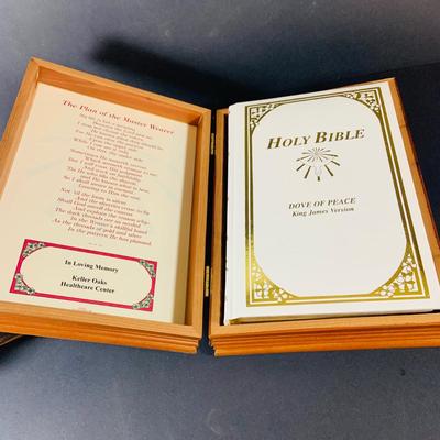 LOT 332 Vintage Books Indulding the Holy Bible in a Wood Box, The Life of Rev. John Fox and Cushing's Manual