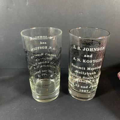 LOT335: Glassboro State Glasses, Wheaton Glass, Longaberger Basket, Table Linens Mini Coke Bottles and More
