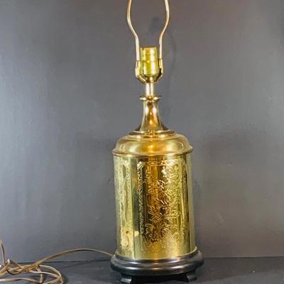 LOT 337: Etched Brass Table Lamp