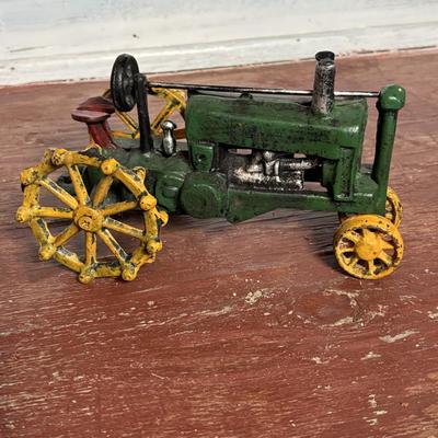 LOT 359: Cast Iron John Deer Tractor, Miniature Pewter & More Farms Animals