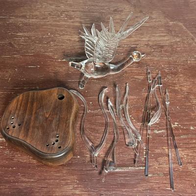 LOT 360: Edinburg Crystal Golf Sculpture, Framed & Signed Print of Midtnes Hotel, Norway, Painted, Lane Cedar Memory Box, Handblown...