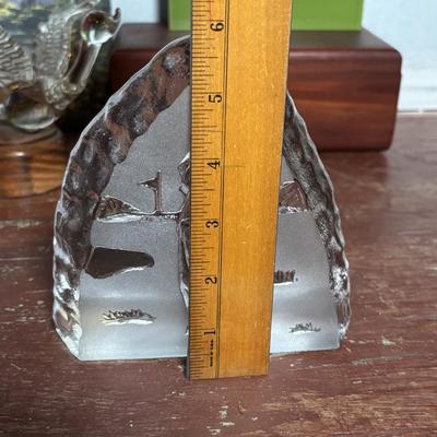 LOT 360: Edinburg Crystal Golf Sculpture, Framed & Signed Print of Midtnes Hotel, Norway, Painted, Lane Cedar Memory Box, Handblown...