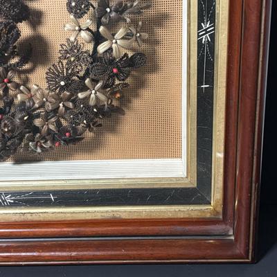 LOT 380: Antique Victorian Hair Wreath