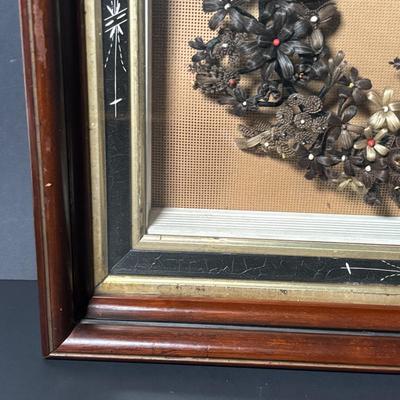 LOT 380: Antique Victorian Hair Wreath