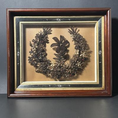 LOT 380: Antique Victorian Hair Wreath