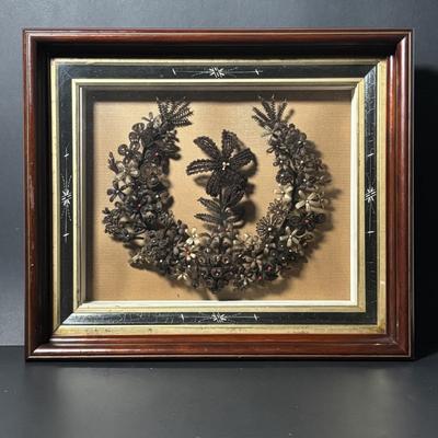 LOT 380: Antique Victorian Hair Wreath