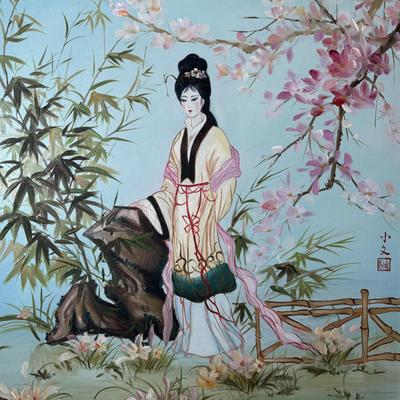 LOT 382: Home Decor Geisha Girl Print on Canvas & Set of 3 Round Japanese 3D Art Shadow Boxes
