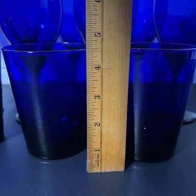 LOT 392: Cobalt Blue Wine/Water Goblets & More