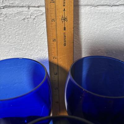 LOT 392: Cobalt Blue Wine/Water Goblets & More