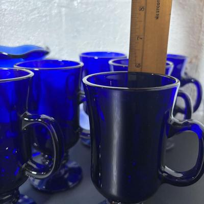 LOT 393: Cobalt Blue Dessert Glasses & Mugs