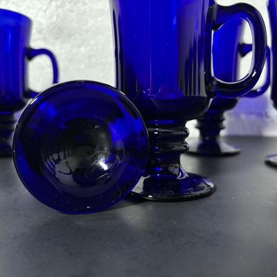 LOT 393: Cobalt Blue Dessert Glasses & Mugs