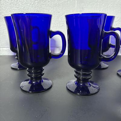 LOT 393: Cobalt Blue Dessert Glasses & Mugs