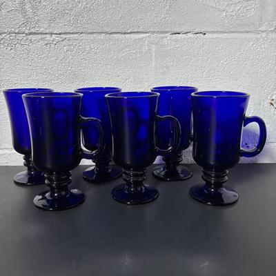 LOT 393: Cobalt Blue Dessert Glasses & Mugs