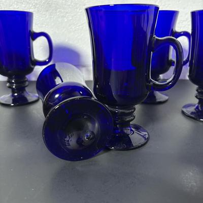 LOT 393: Cobalt Blue Dessert Glasses & Mugs