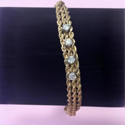 14k Yellow Gold Bracelet w/ Stones