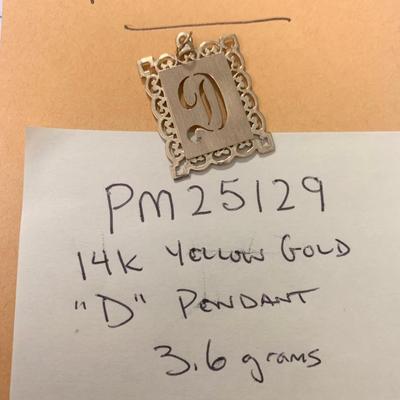 14k Yellow Gold Pendant “D”