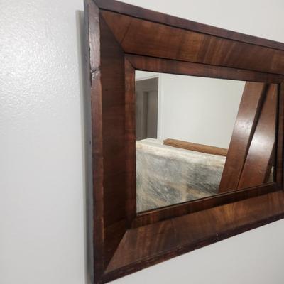 Antique Heavy Wood Framed Mirror 24"x17"