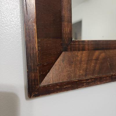 Antique Heavy Wood Framed Mirror 24"x17"
