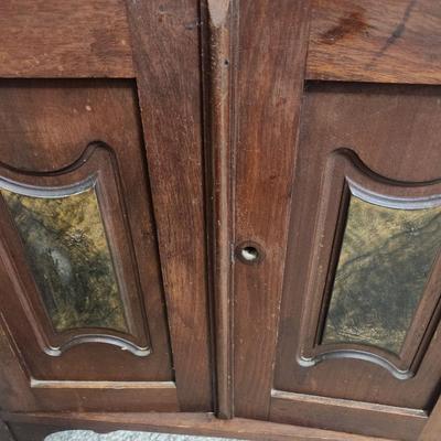 Antique Marble Top Dry Sink Washstand Cabinet on Casters 25x13x36