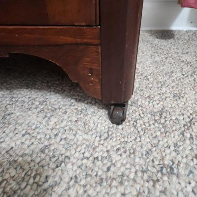 Antique Marble Top Dry Sink Washstand Cabinet on Casters 25x13x36