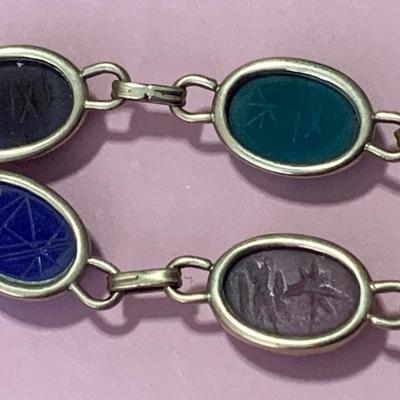 Oval Gemstone Scarab Bracelet Set In 14k Yellow Gold
