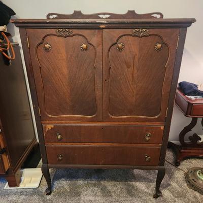 Antique Armoire Dresser on casters 38x22x52