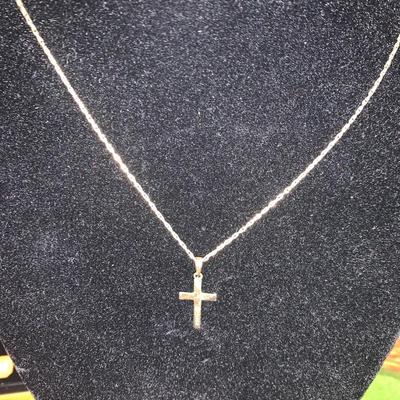 14k Yellow Gold Cross Pendant on 13” Gold Chain