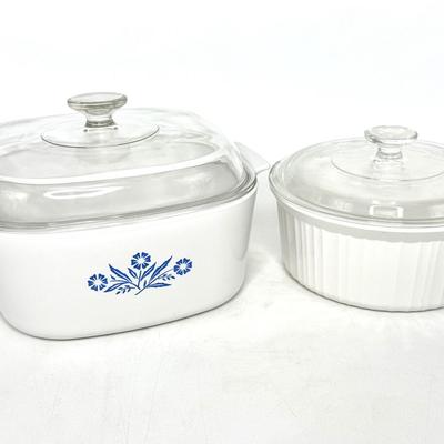 Corning Ware Casserole Set with Lids - Blue Cornflower and French White