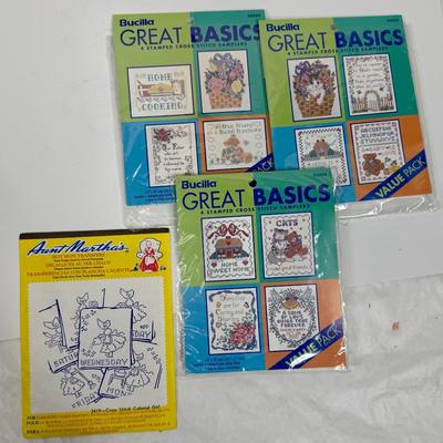 4 unopened craft kits - stichery - Bucilla & Aunt Martha's
